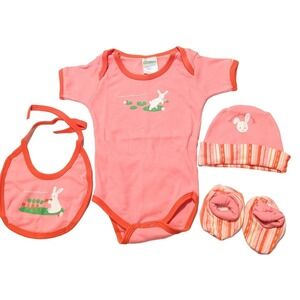 Babies Alley Infant Baby Girls 4 Piece Bunny Layette Set Size 0-6 Months New